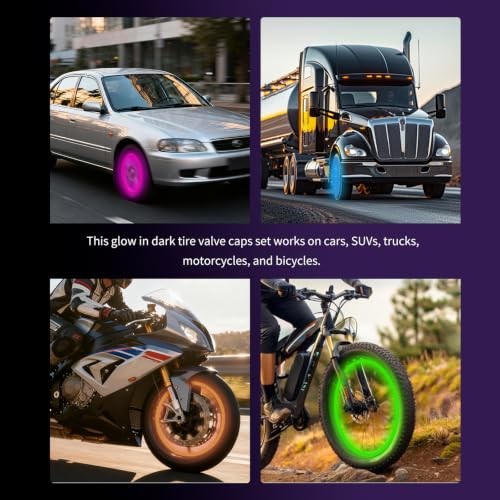20PCS 5-Color Glow in The Dark Tire Valve Caps,Essential Glow in The Dark