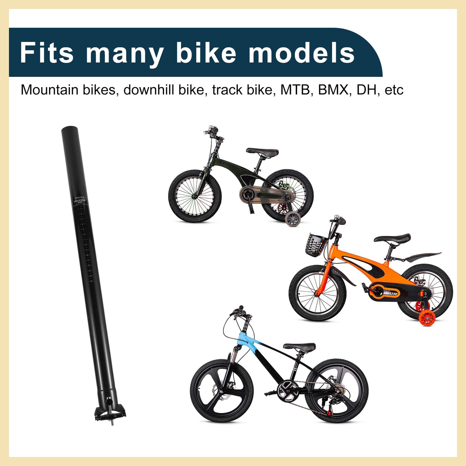 Bike Suspension Seatpost 33.9x500mm Saddle Post Seat Gloss Black