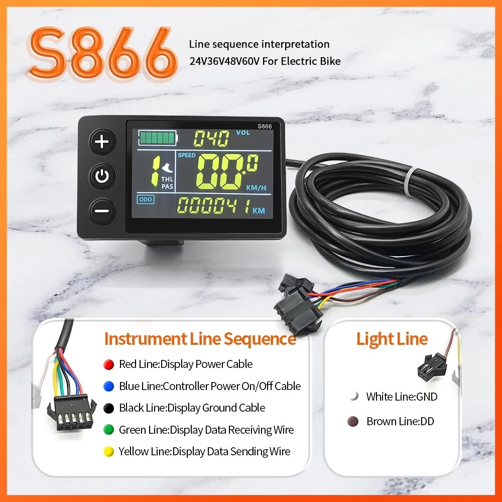 E-bike 250W-1000W 17-30A Sine Wave Controller+S866 Display+Thumb Throttle Kits