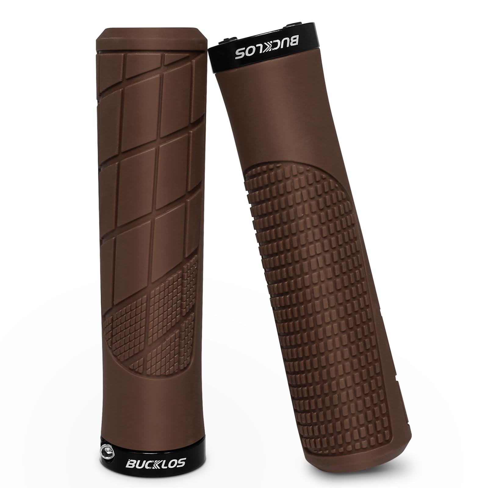 BUCKLOS Single Lock on Bike Handlebar Grips – Mountain MTB cm, Brown