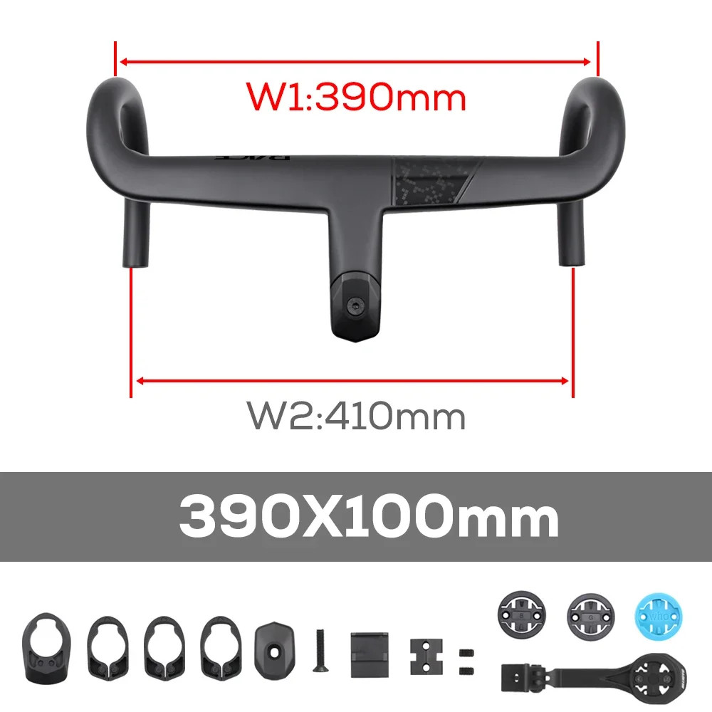 Carbon Road Bicycle Handlebar for Internal Cable Integrated Cockpit 370mm-430mm