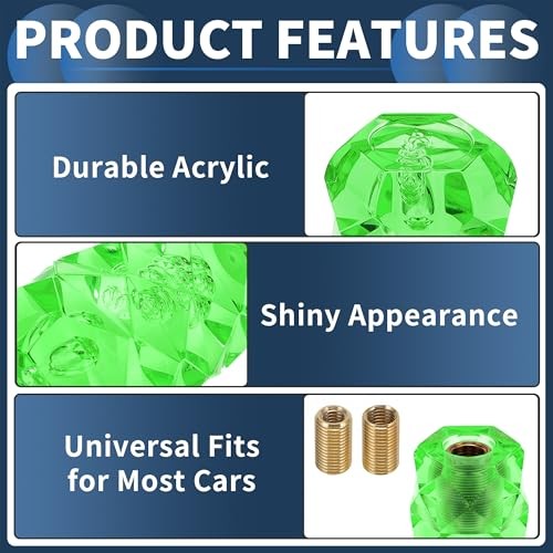 Diamond Pattern Crystal Shift Knob Universal for Automatic and 20cm Green