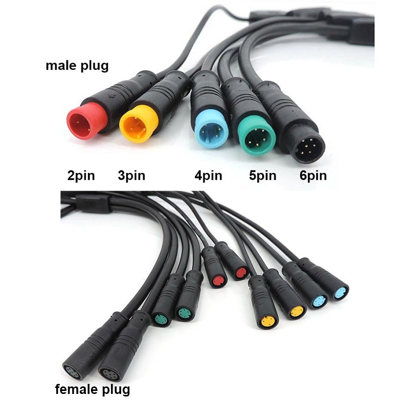 Waterproof Y Splitter E-bike m8 2/3/4/5/6 Pin 1 Male to 2 way Female wire cable