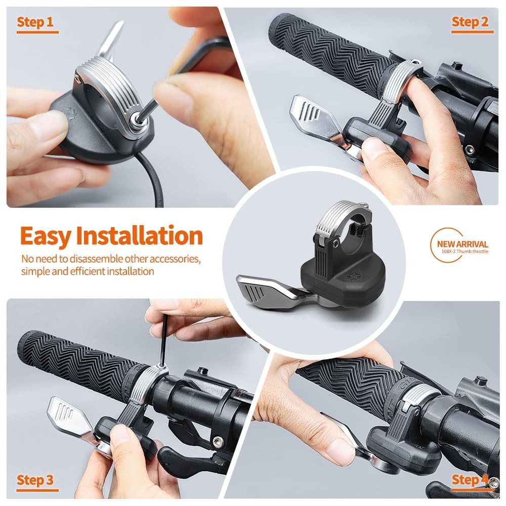 EBike Thumb Throttle 24V,36V,48V,52V,60V 108X-2 Left Thumb Throttle Speed Con…