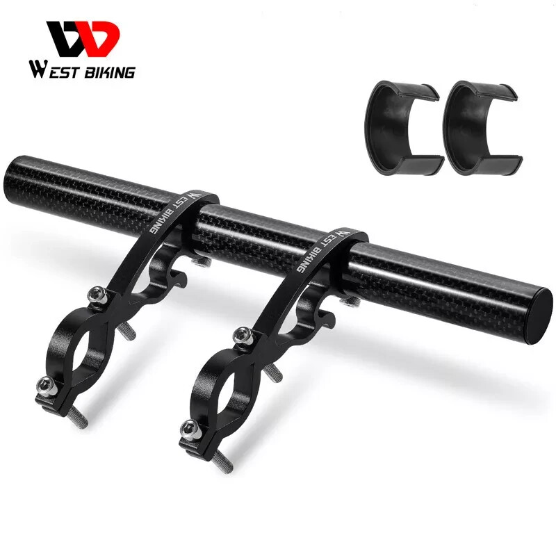 West Biking Bicycle Handlebar Extender Carbon Fiber Double Clamp Mount 18-35mm