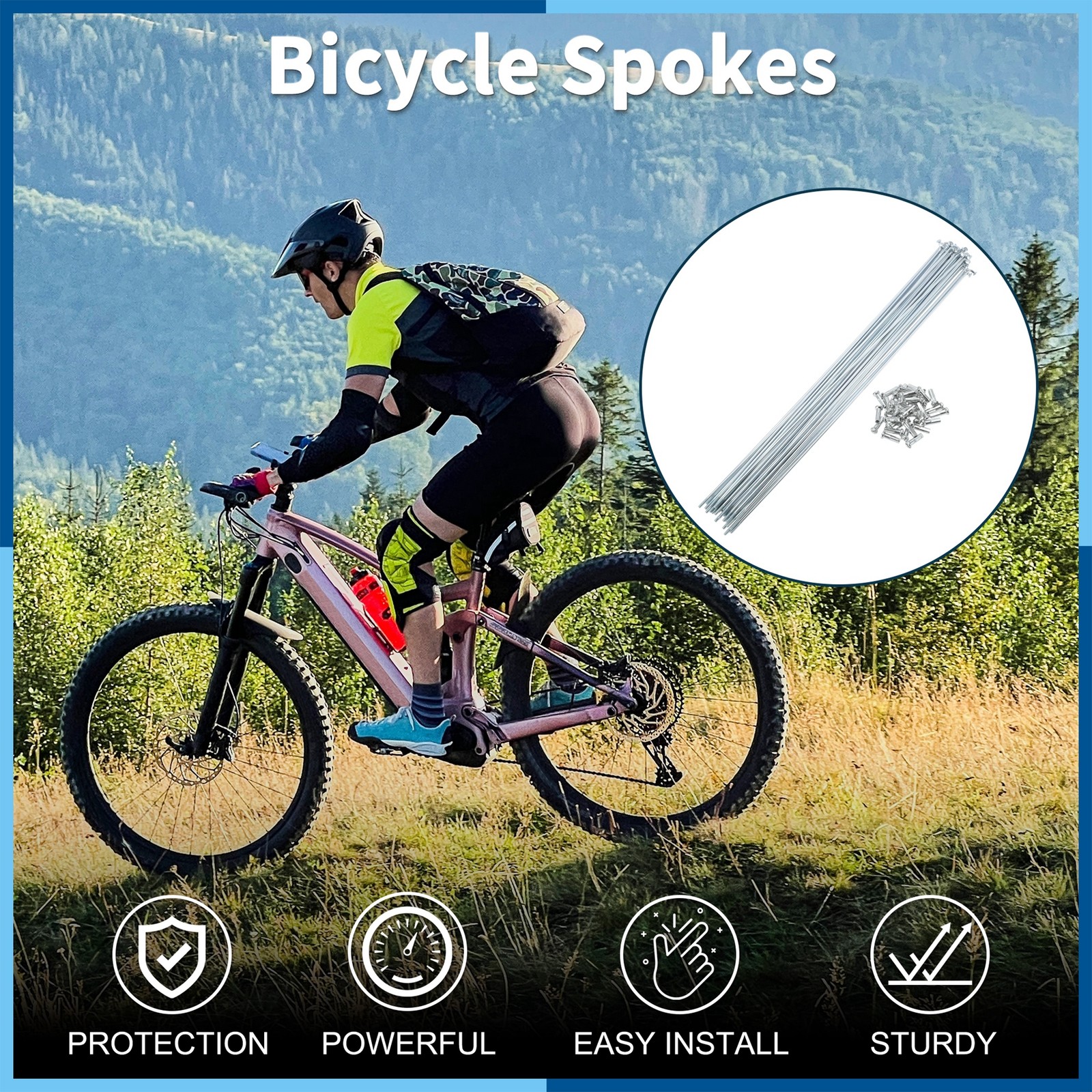 Set 14G 267mm Length Bicycle Spokes Nipple Carbon Steel Galvanized Universal