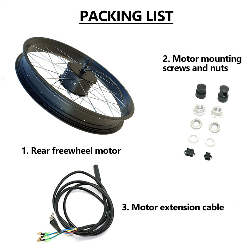 48V 1000W 20 24 26in Snow Fat Ebike Conversion Kit Rear Brushless Gear Hub Motor