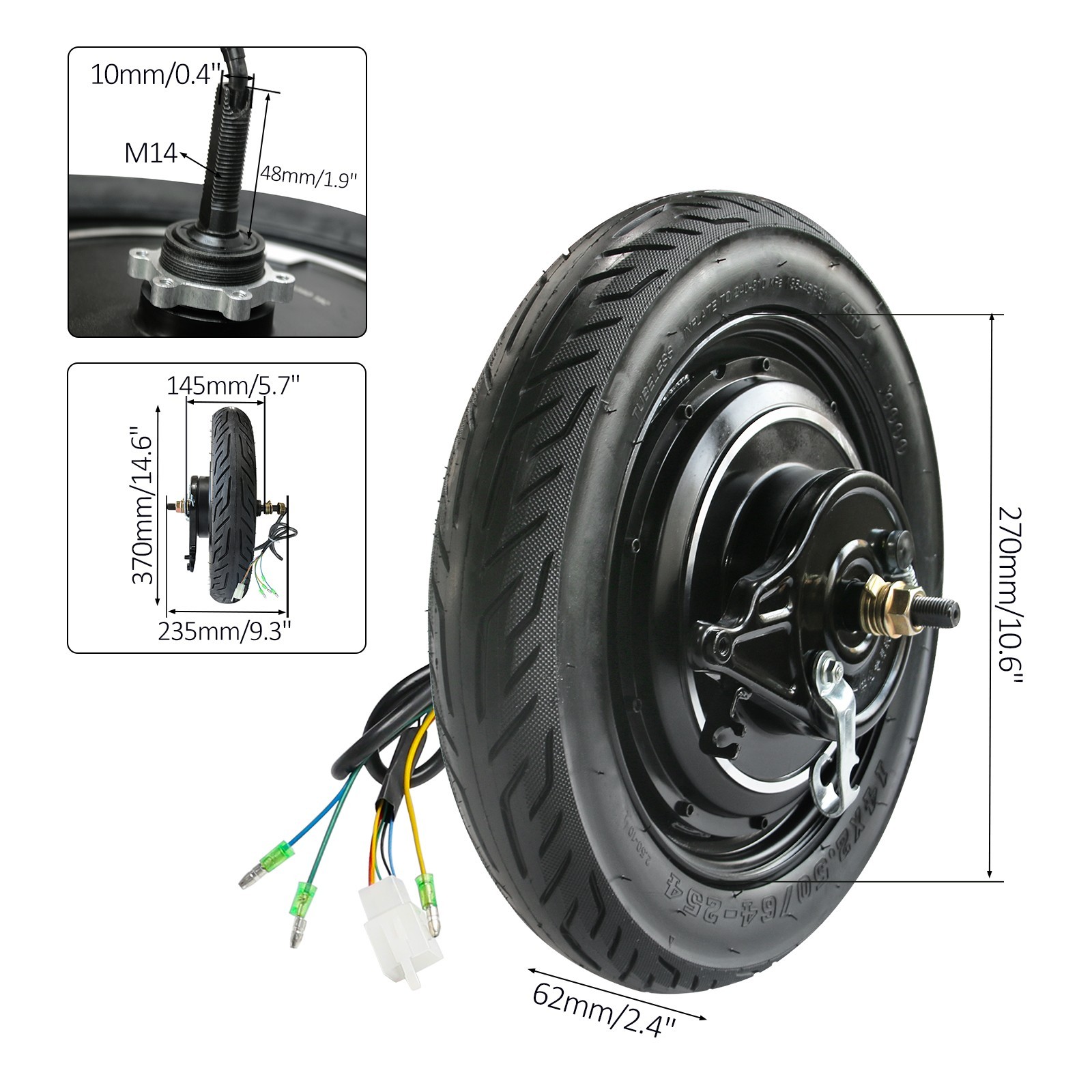 14″ Wheel Hub Motor Kit 36V 500W Brushless Motor Controller e Bike Scooter Trike