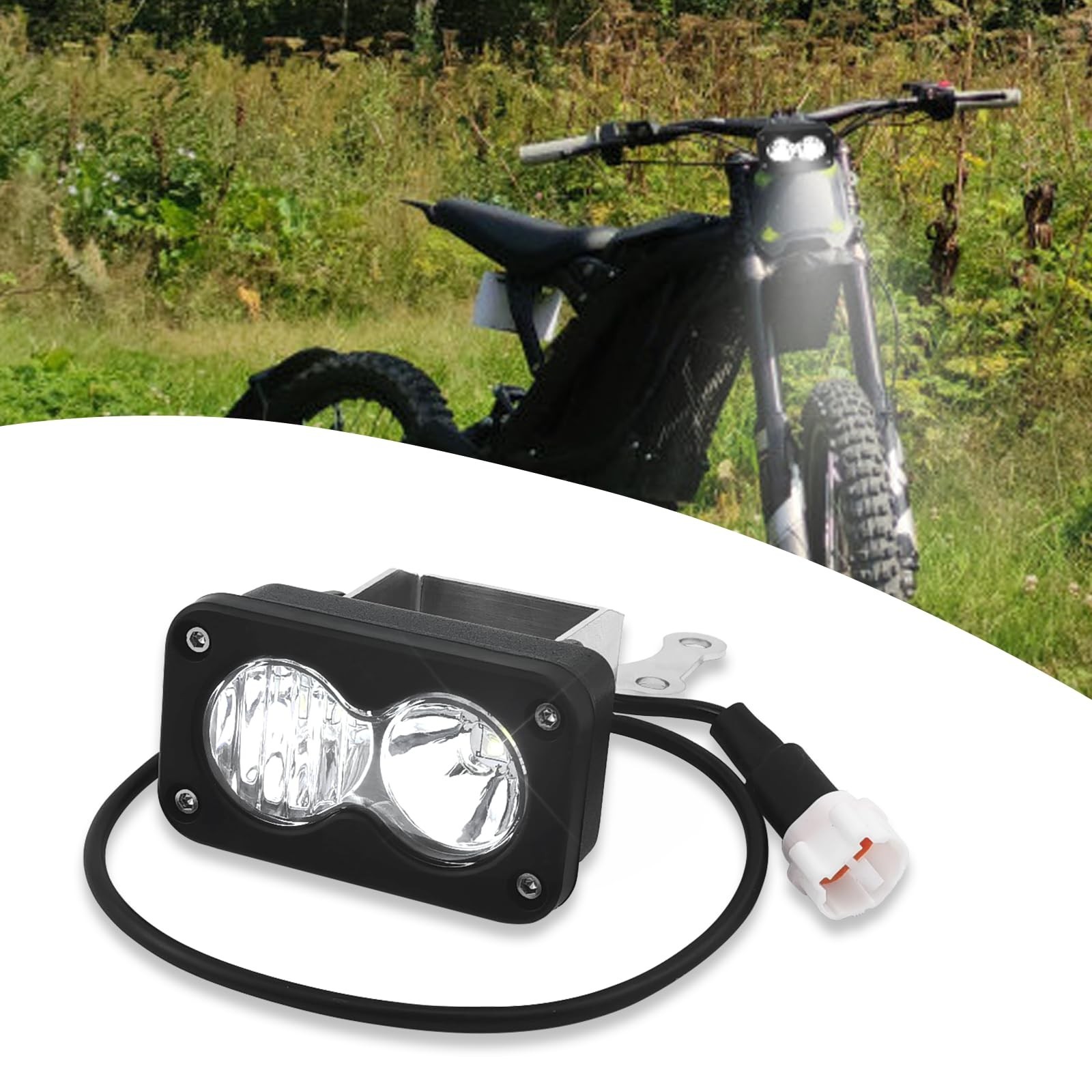 Headlight Kit with Mount Bracket Compatible for SurRon Segway X260, Clear Whi…