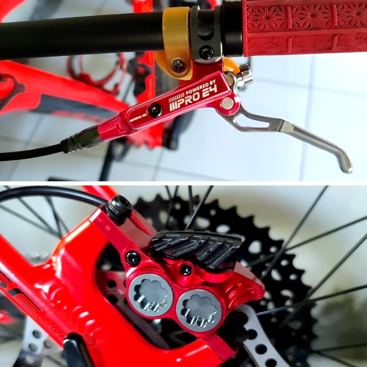 ZTZ IIIPRO E4 MTB Hydraulic Disc Brake Set, 4-Piston Hydraulic Brake Kit for MTB