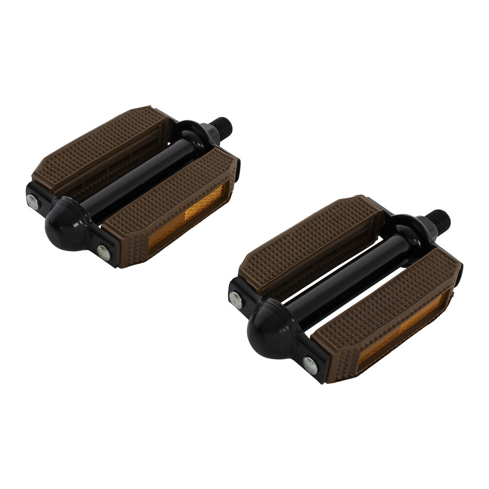 BICYCLE BLOCK PVC PEDALS 507 IN COMPATIBLE WITH 1/2 CRANK BROWN/BLACK