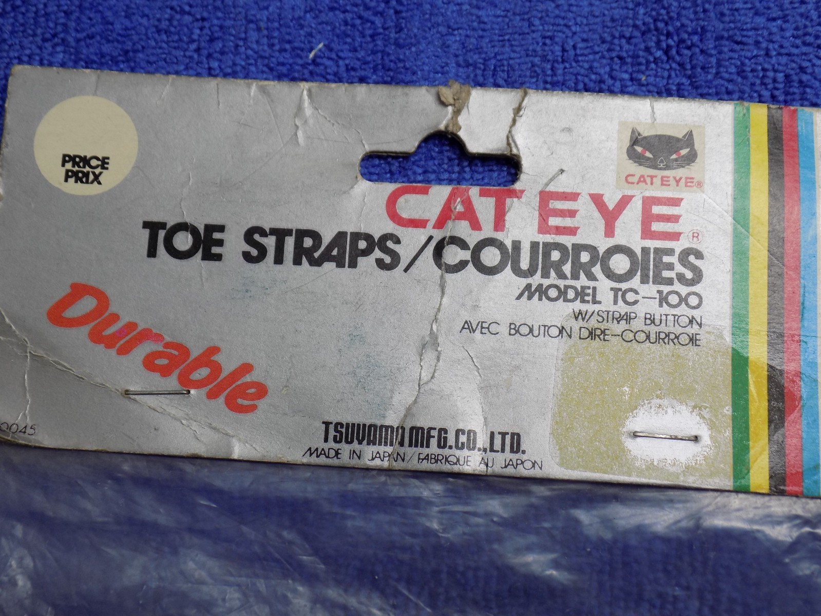 VINTAGE NEW IN PACKAGE CATEYE TSUYAMA TOE STRAPS W/BUTTONS TC-100 RED JAPAN