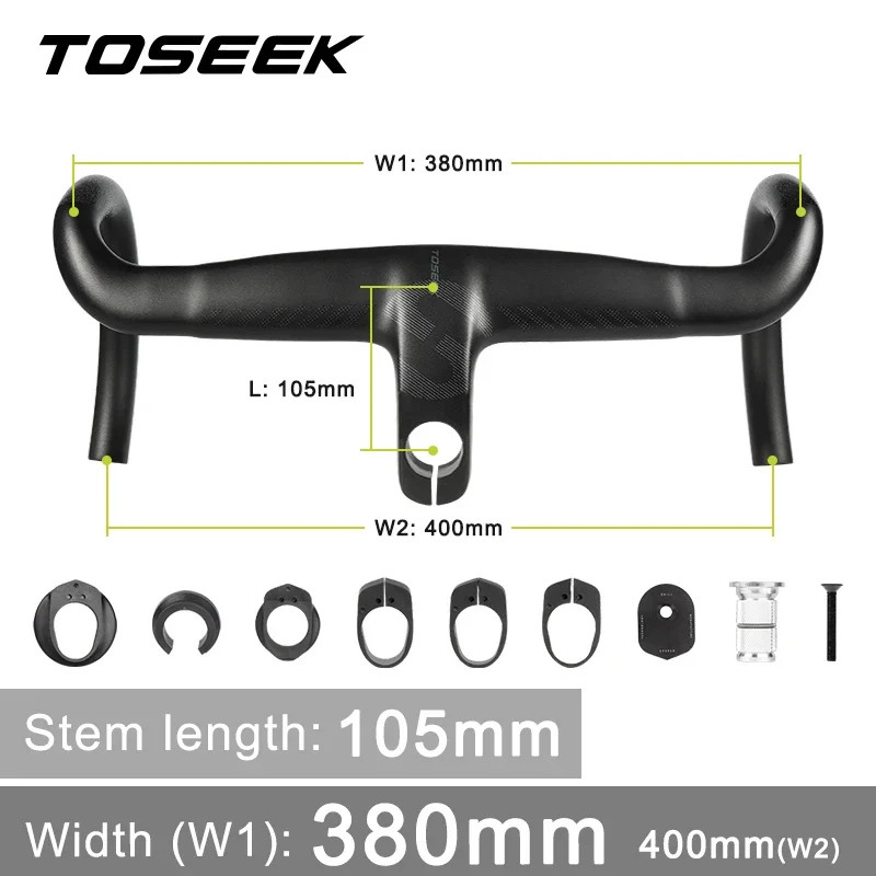Carbon Road Bicycle Handlebars Integrated Full Internal Routing Di2 Drop Bar
