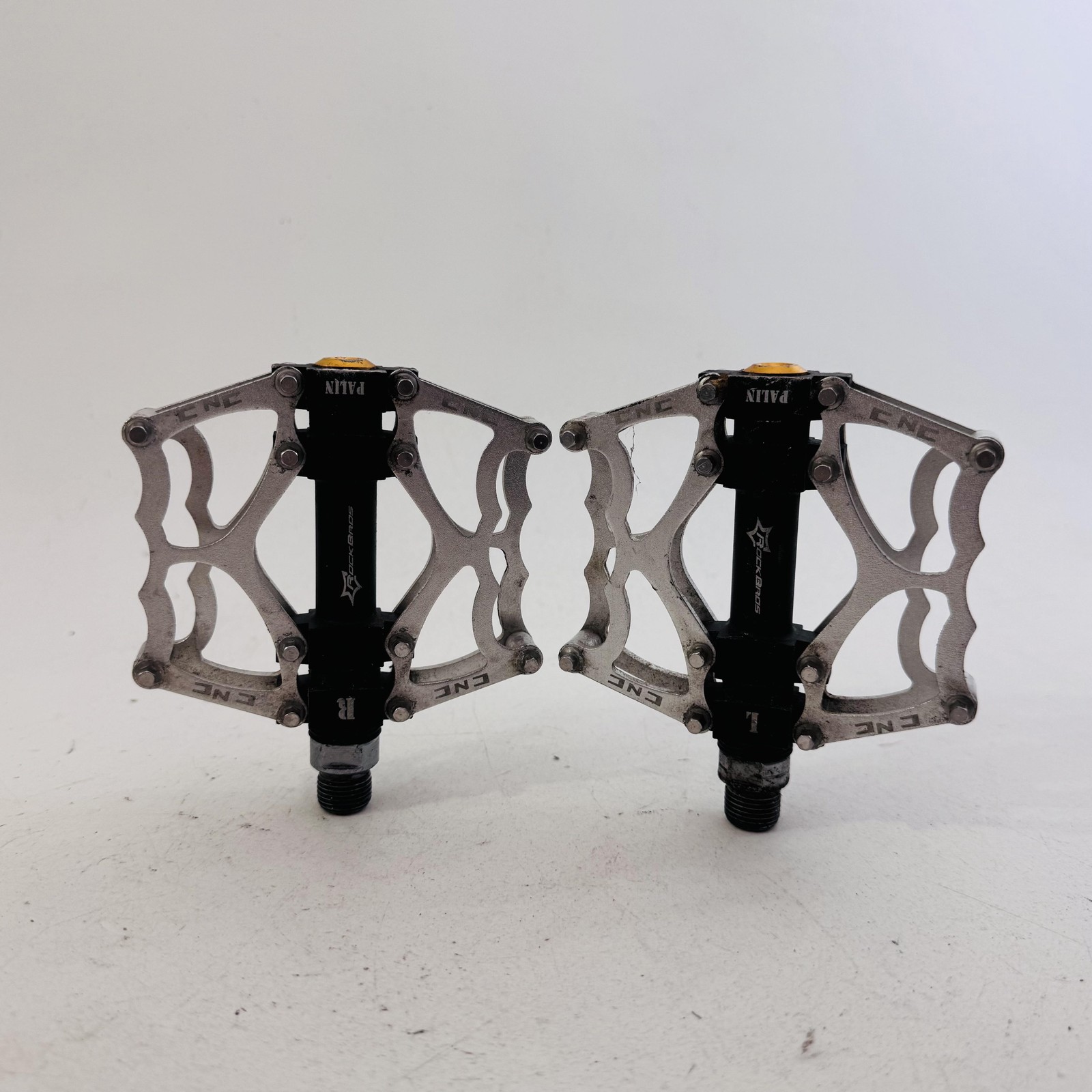 RockBros Palin Platform Bike Pedals Silver Black 9/16 In Flat MTB BMX CNC A80