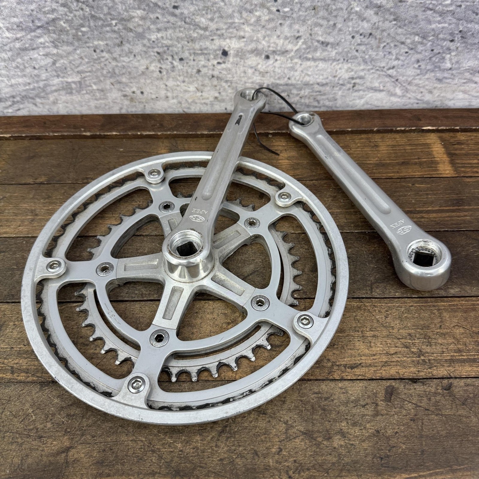 Vintage SR Apex Crankset 118 BCD Double 52T 170mm Square Taper Crank 1981 Japan