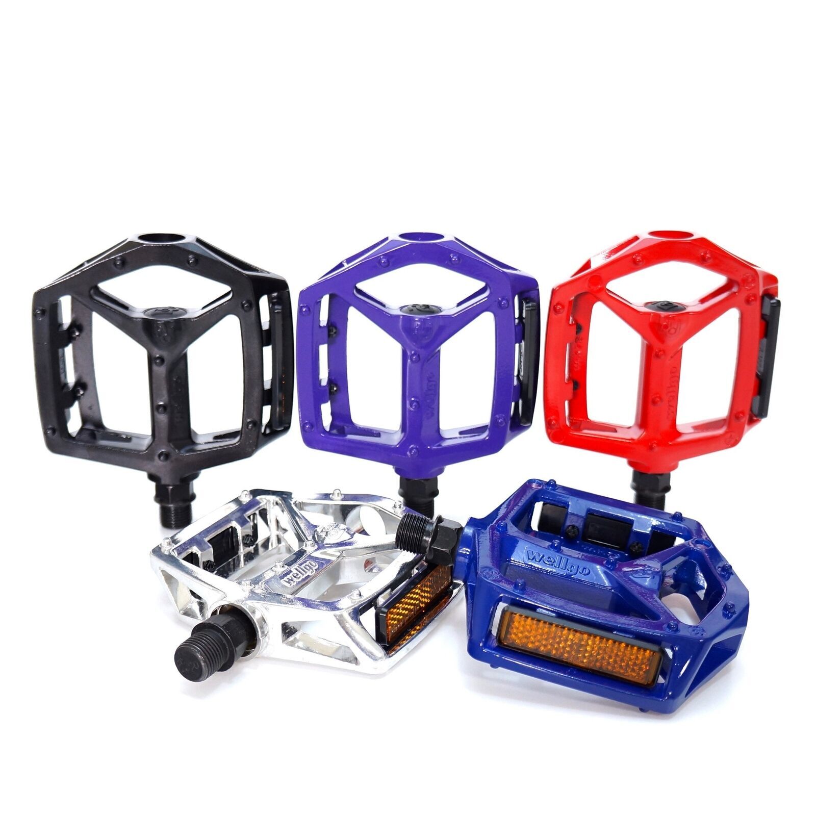 WELLGO MG-3 Fixed Pin Bike Pedals for MTB BMX DH Platform 9/16» Black Red Blue