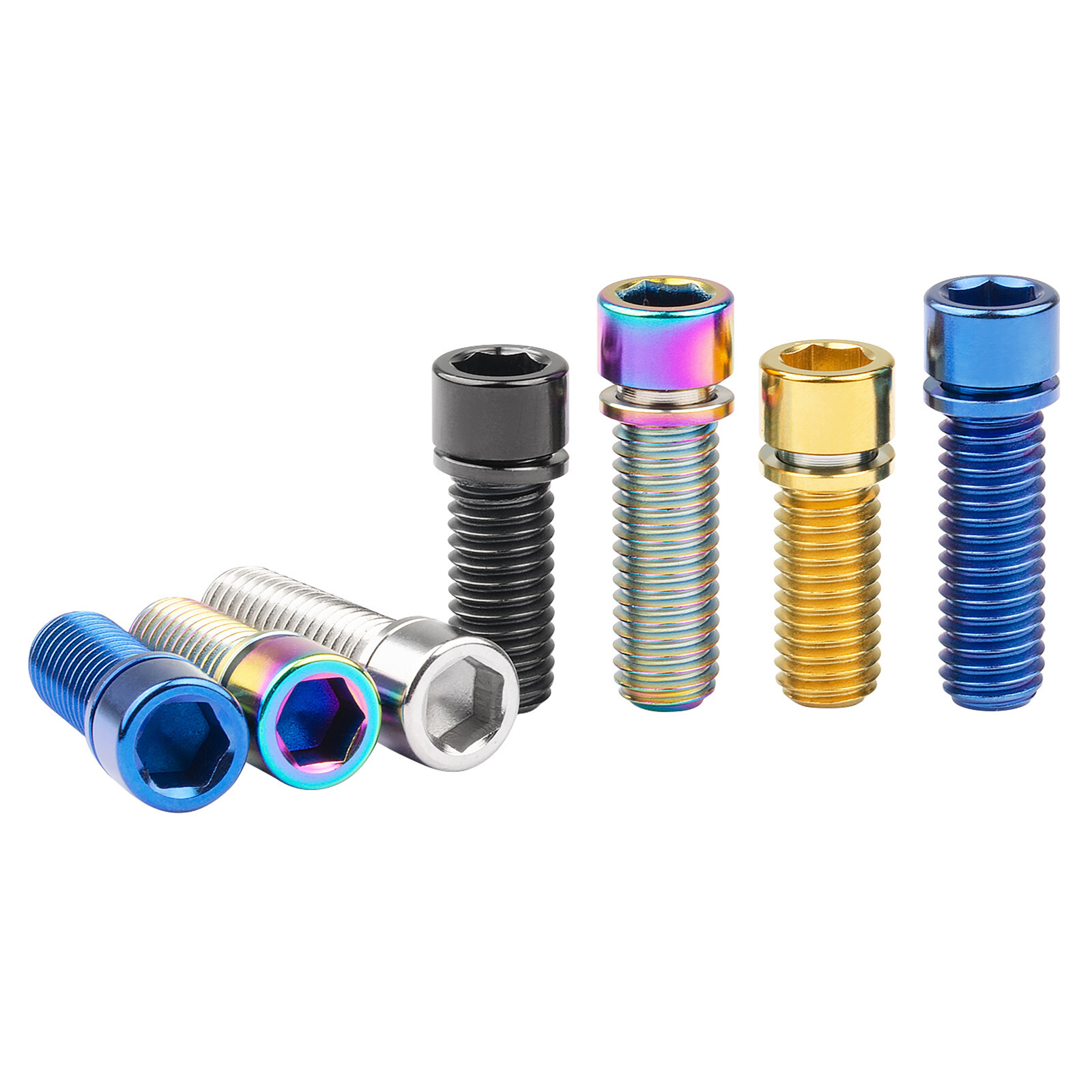 6Pcs/lot Titanium Ti Color M8x25 Bolts Allen Hex Head Screw Washer