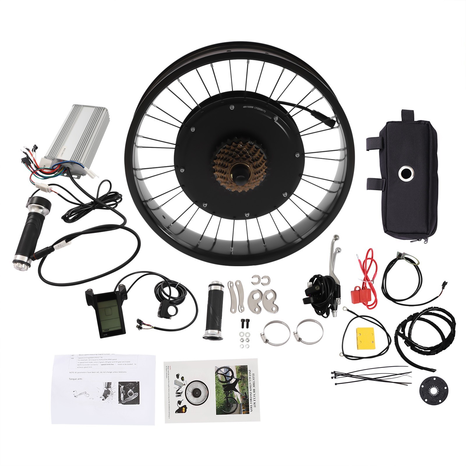Electric Bicycle Conversion Kit 20″ Wheel Rear Rotate Hub Motor 48V 1500W