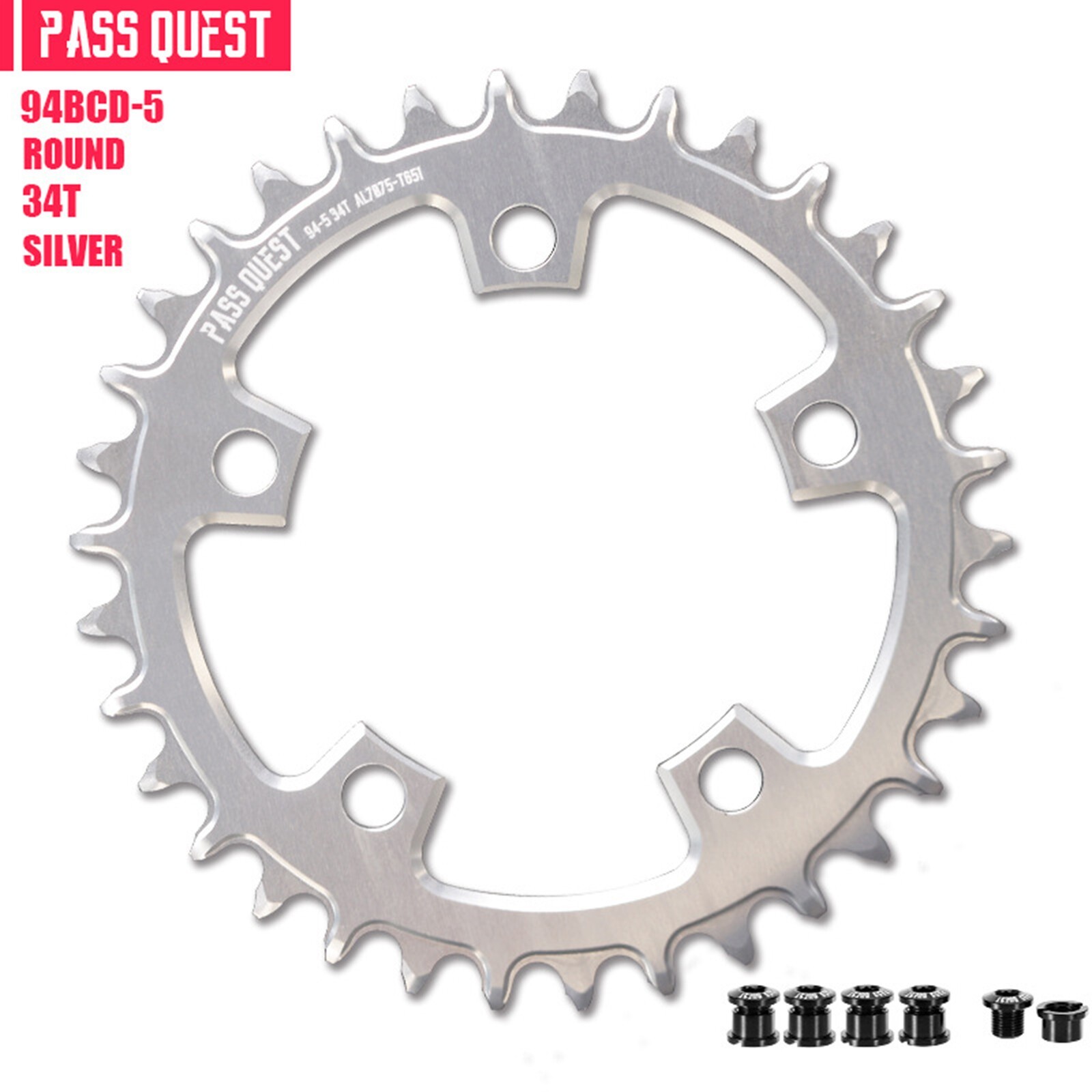 PASS QUEST 94 BCD 5Arm Bicycle Chain wheel ROUND Narrow Wide Chainring 32-36Tage