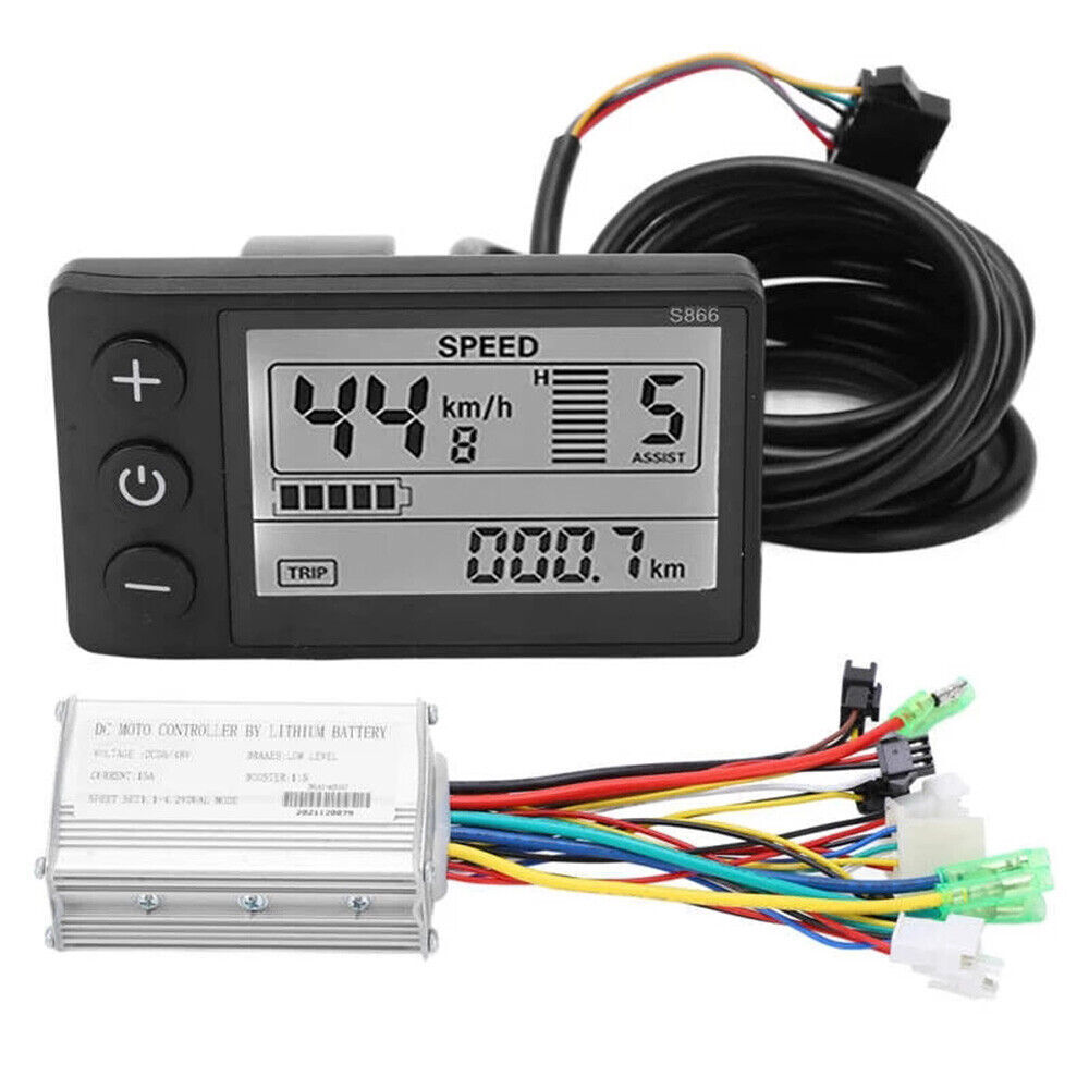 36-48V Brushless 15A Controller LCD-S866 Display Panel Kit for E-Bike Scooter