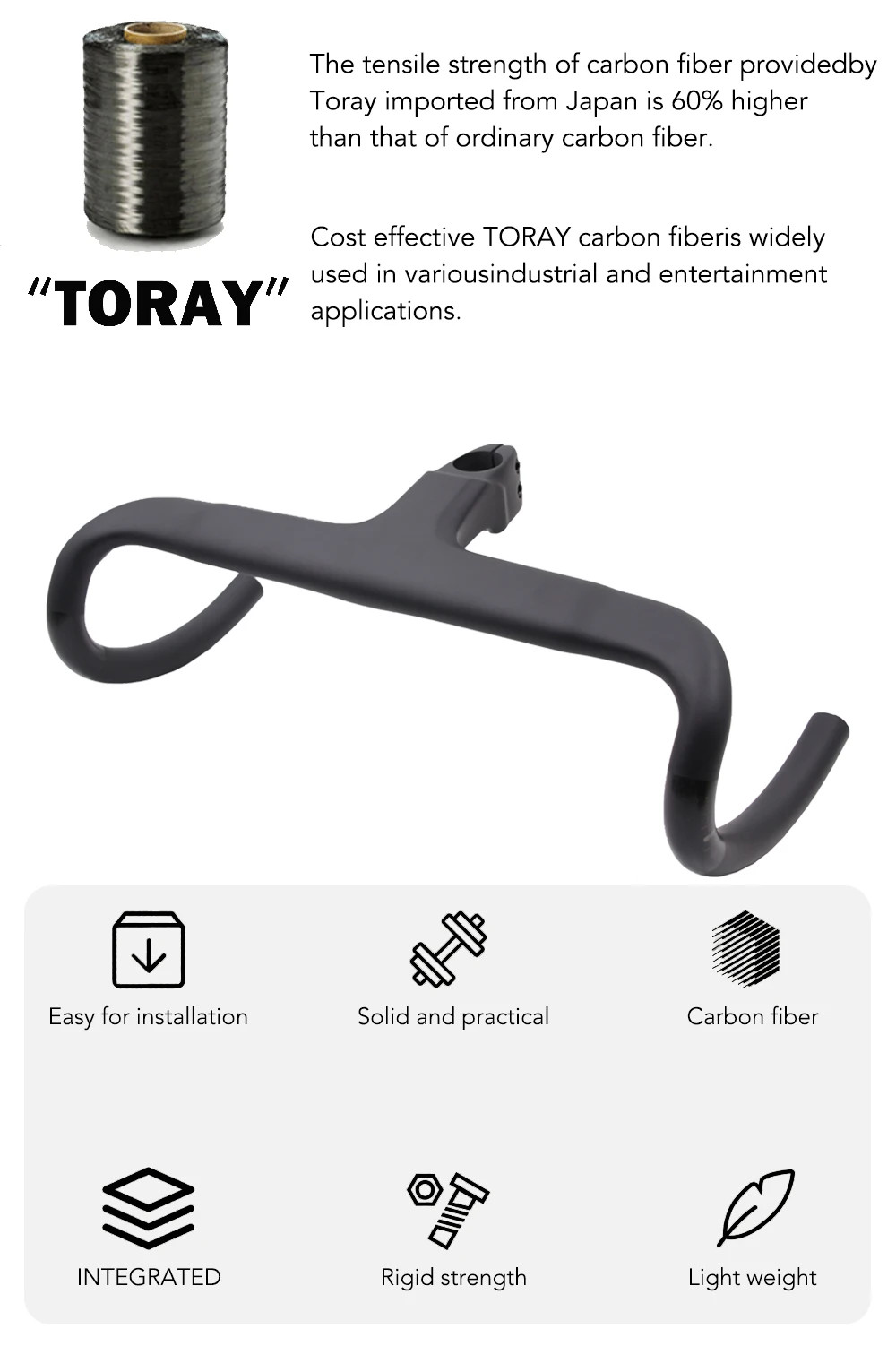 Road Bike Full Carbon Integrated CockpitHandlebar 28.6mm -10° 380-440*90-110mm