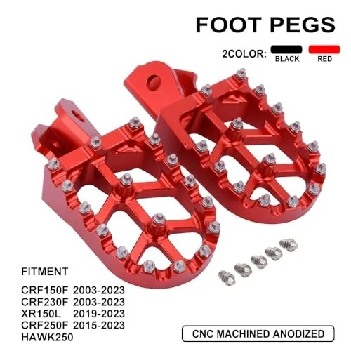 Dirt Bike Foot Pegs,Motorcycle Footpegs Wider Foot Rest Pedal CNC for red