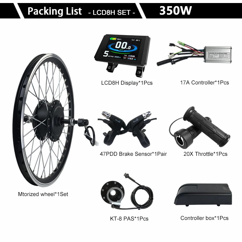 48V 350W Mountain Electric Bike Conversion Kit Rear Brushless Gearless Hub Motor