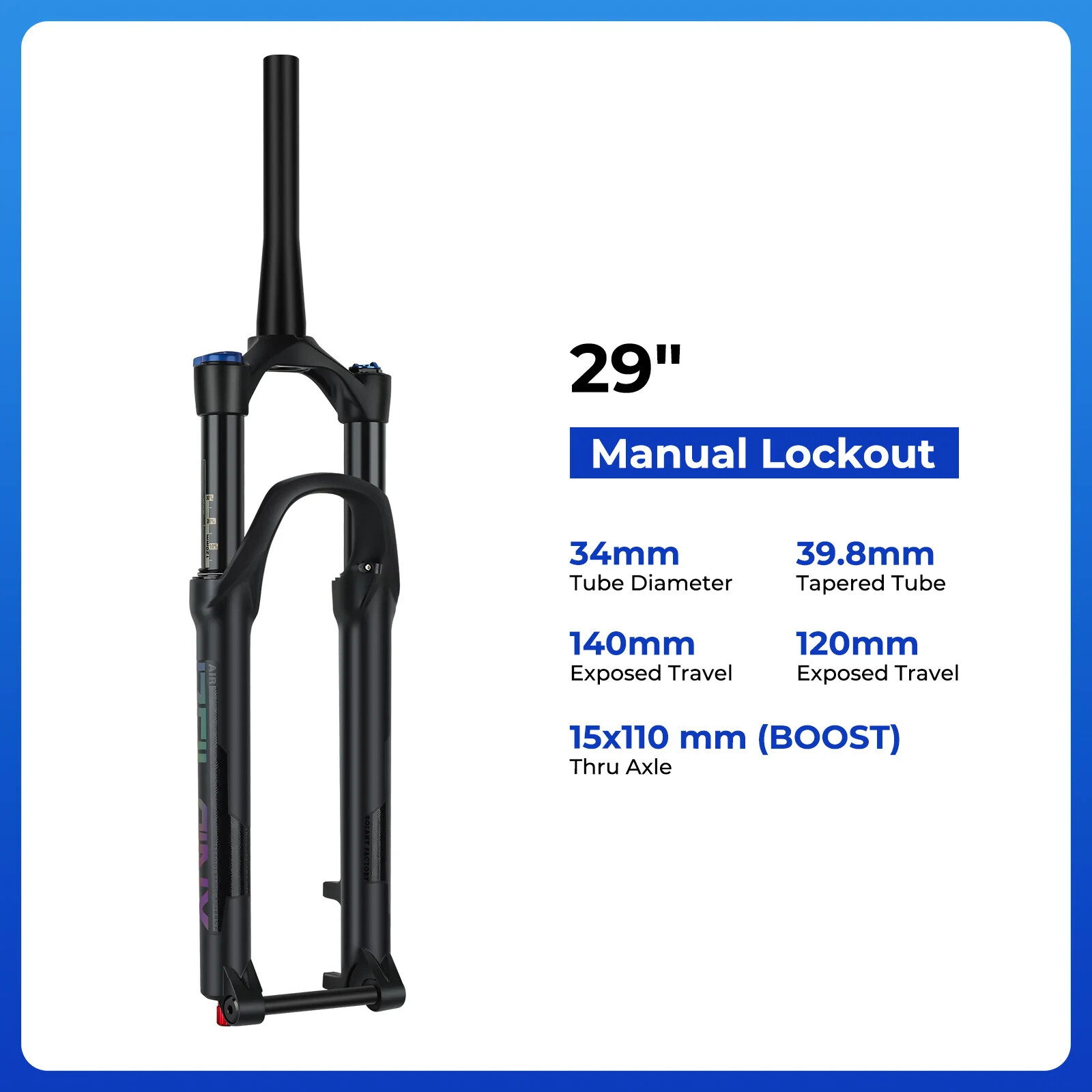MTB Thru Axle Bicycle Air Oil Suspension Fork with Rebound Adjustment 29inch