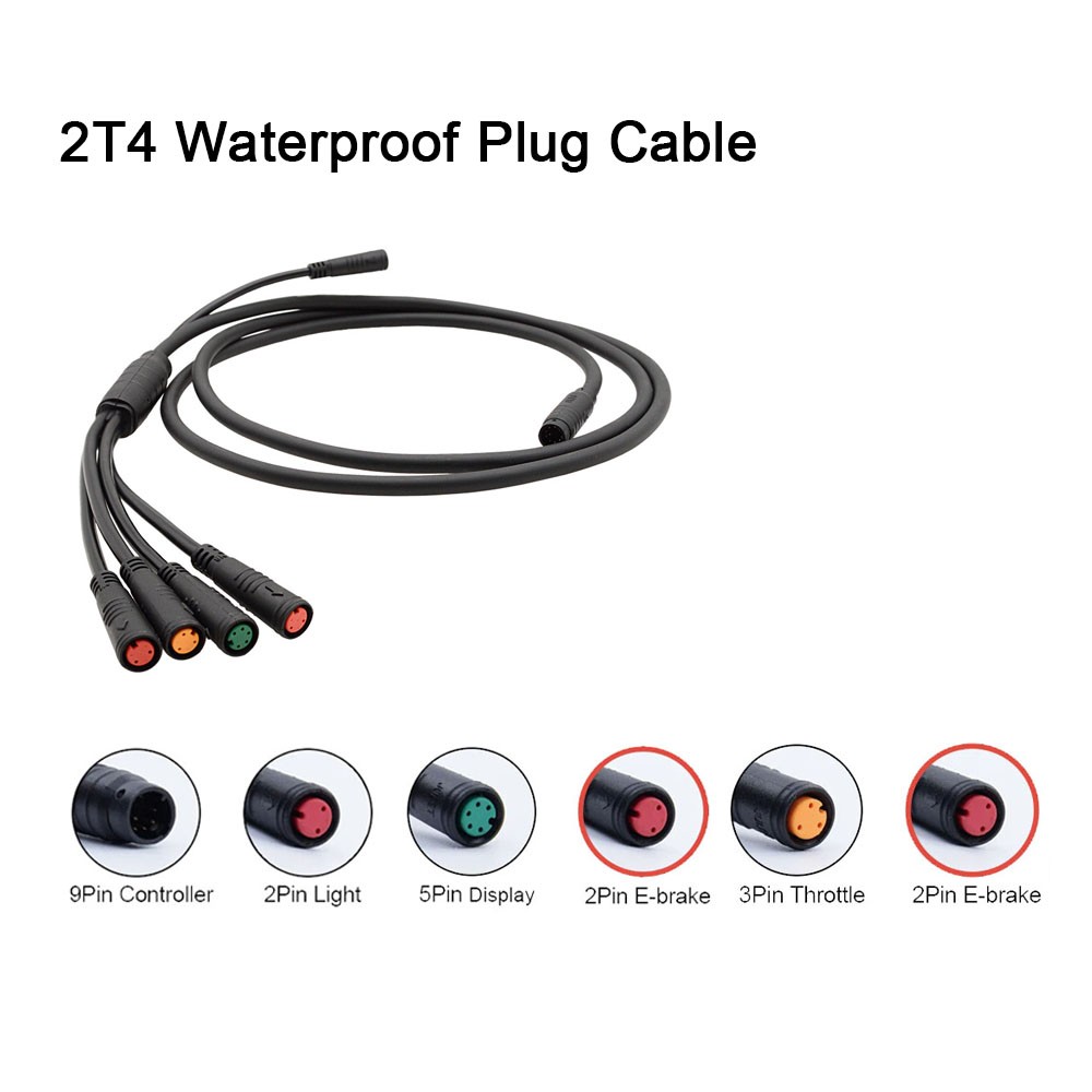 Ebike 2T4 Extension Cable for Throttle Brake Display Waterproof Plug 150cm