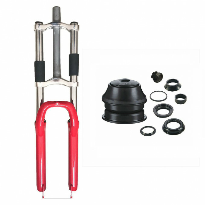 CDH Red 26″ Bicycle Suspension Fork & Headset & 44T Crankset -Gas Motorized Bike