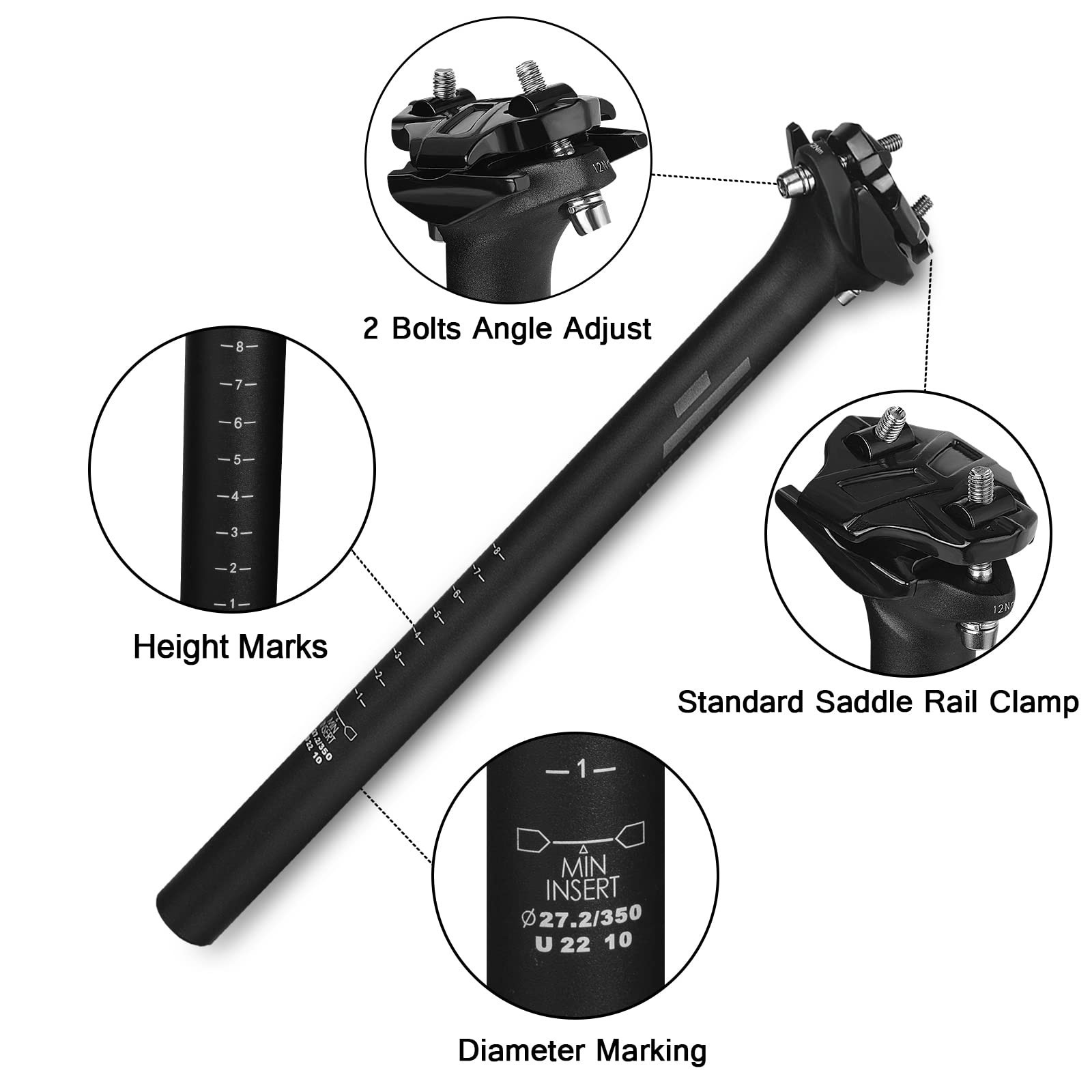 FIFTY-FIFTY Mountain Bike Seat Post, 27.2/30.9/31.6mm Aluminum Alloy Bicycle …