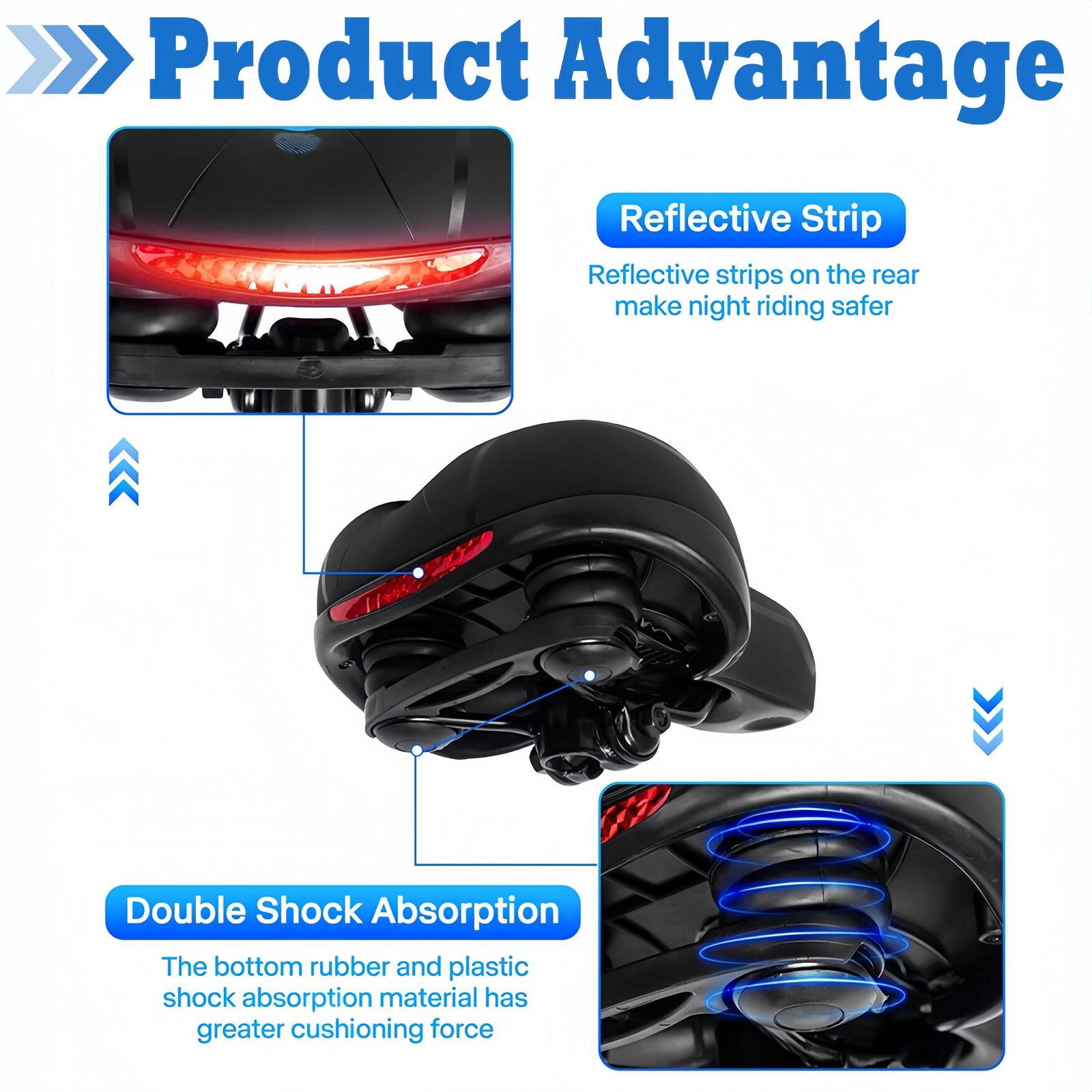 Black Wide Big Bum Bike Bicycle Saddle Seat Gel Cushion Sporty Soft Comfort Pad