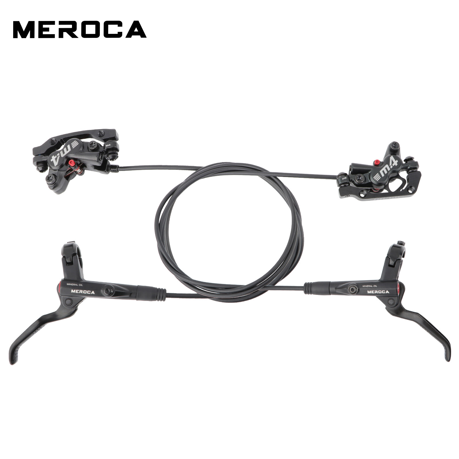 MEROCA 4-Piston Caliper Hydraulic Disc Brake Lever Set Front Rear 800/1400mm