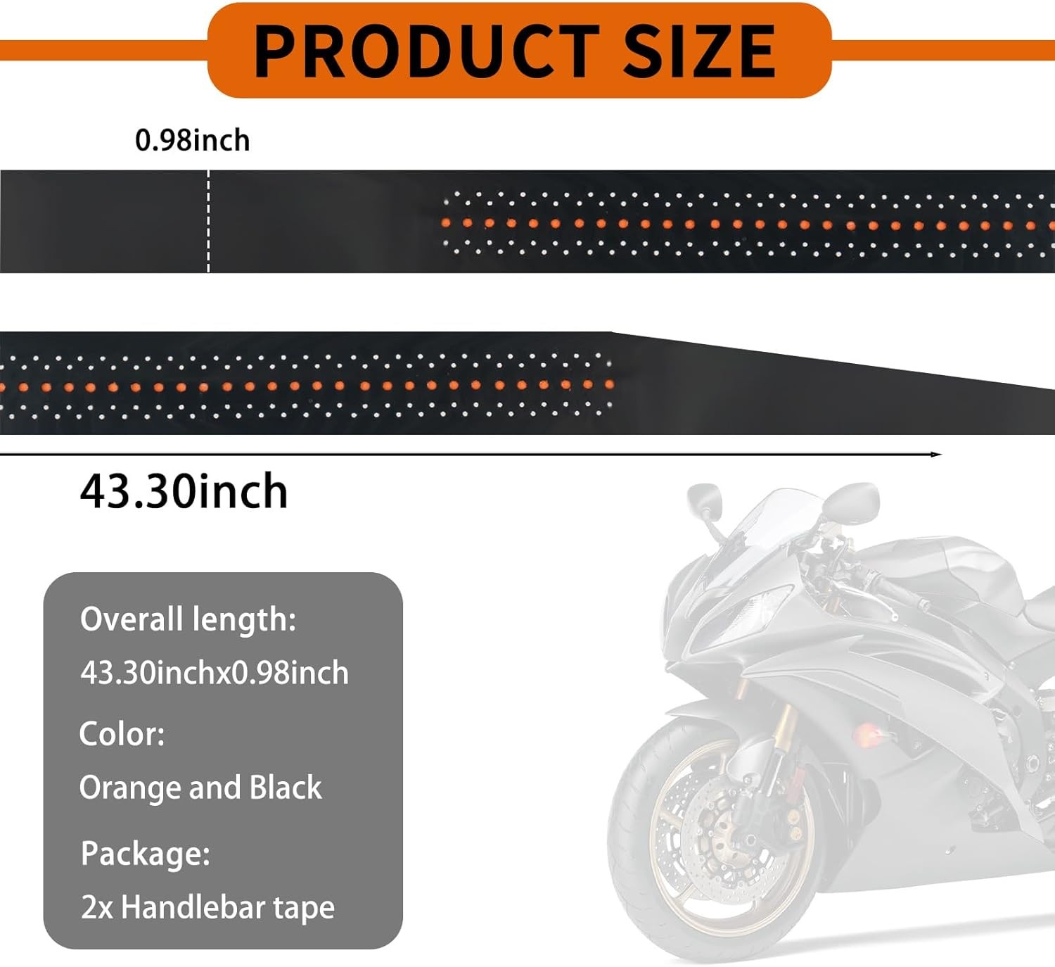 2PCS 3.6Ft Wrap-Around Motorcycle Grips,Anti-Slip Motorcycle Handlebar Grips wit