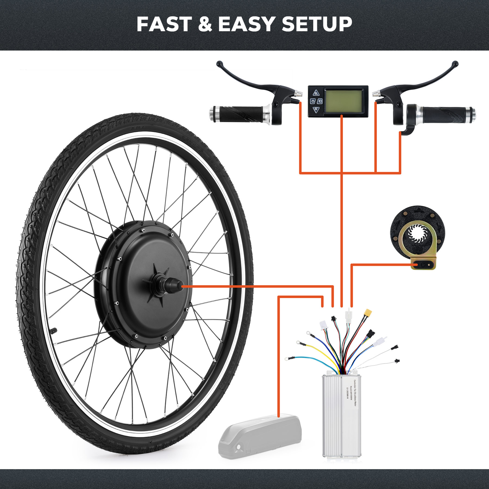 1000W/1500W Electric Bicycle Front/Rear Wheel + Tire E-Bike Conversion Motor Kit