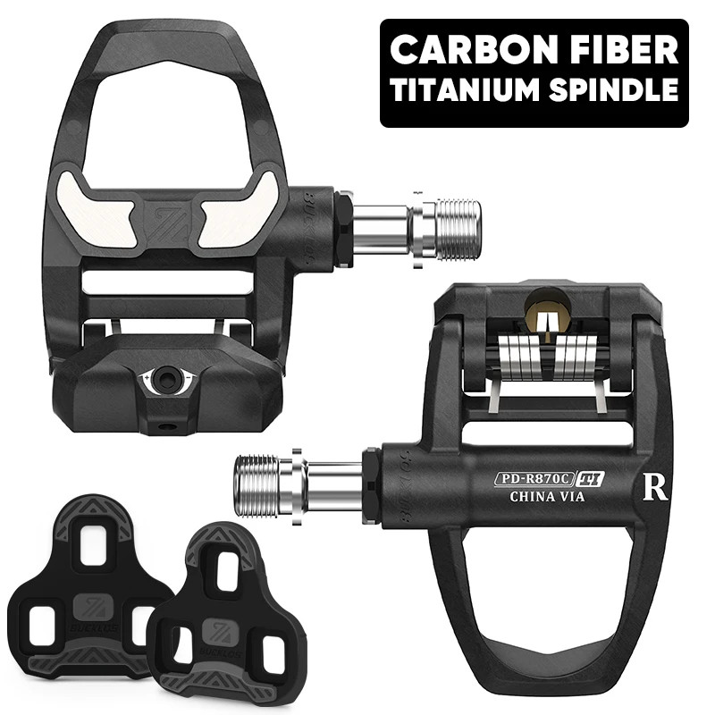 Road BIke Self-locking Clipless Pedals Nylon/Carbon Fiber Lock Pedal with Cleats