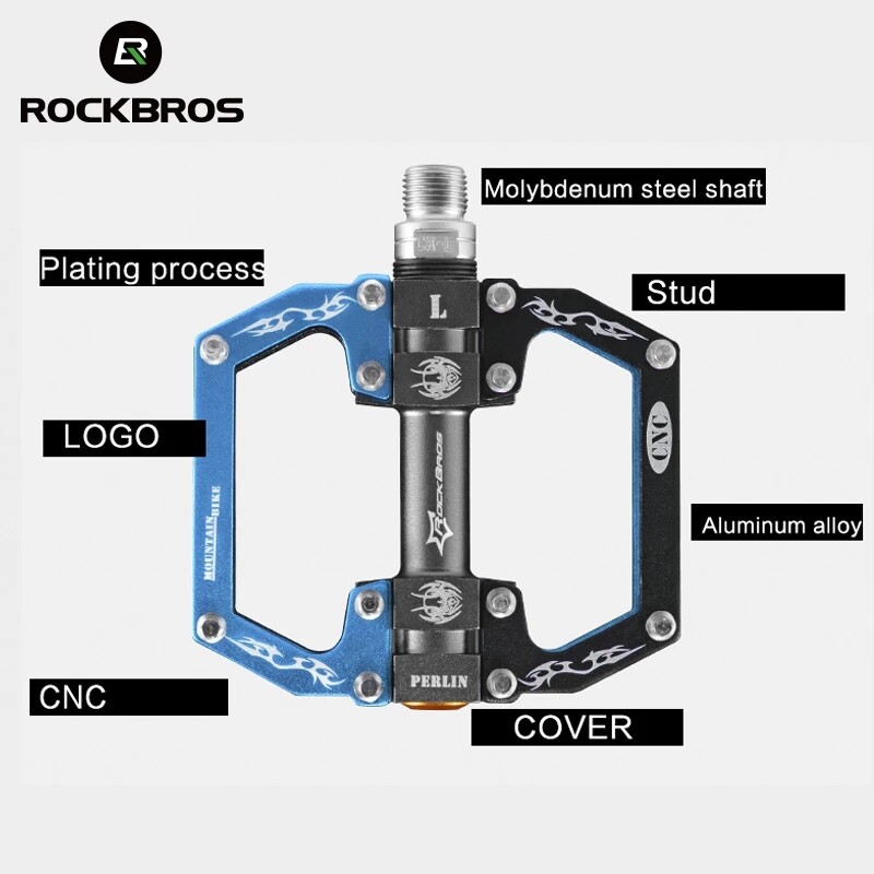 ROCKBROS Bike Platform Pedals Bicycle Flat Pedals Aluminum Alloy Anti-slip 9/16”