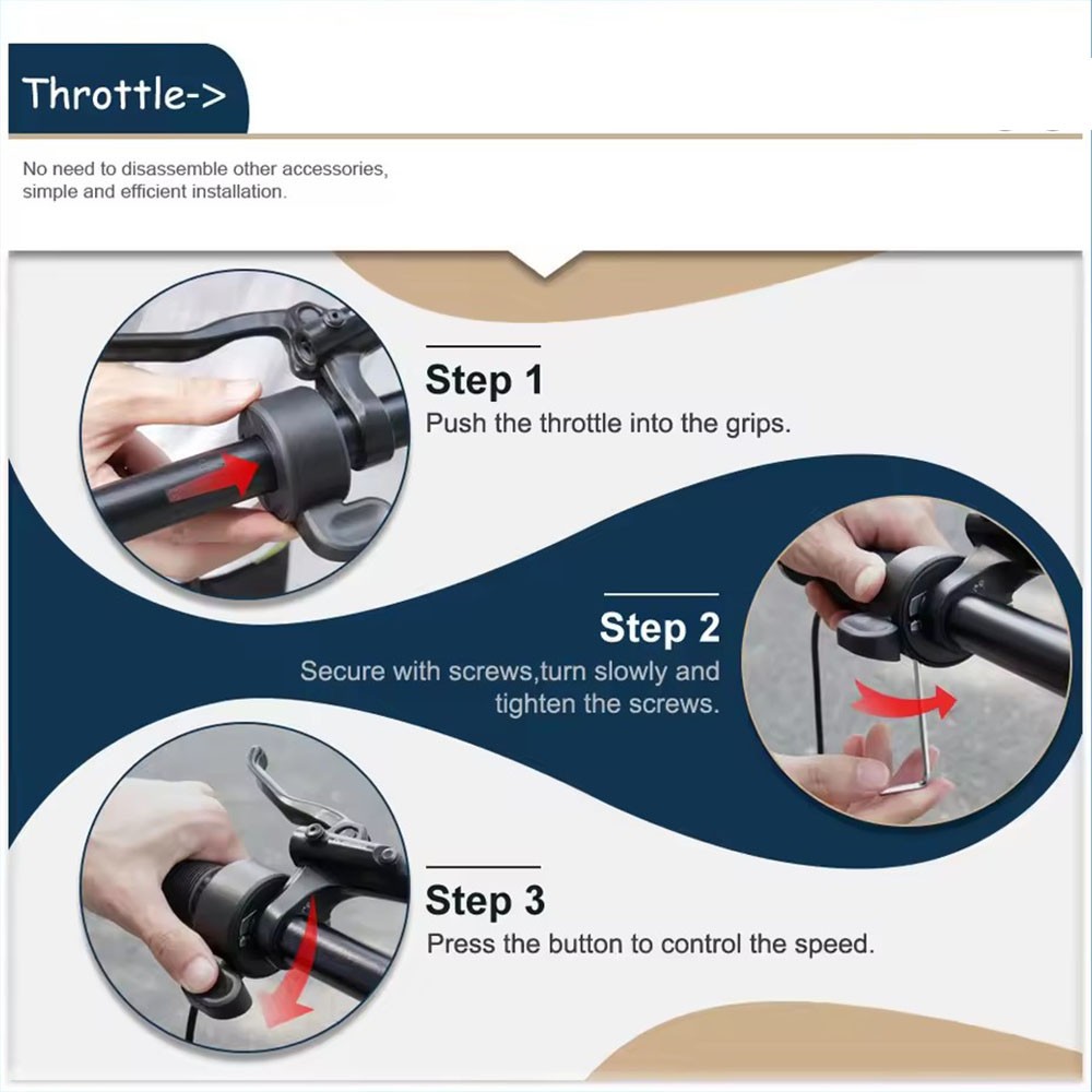 261ZX Thumb Throttle 3Pin SM Plug for Electric Bicycle 12V/24V/36V/48V/52V/72V