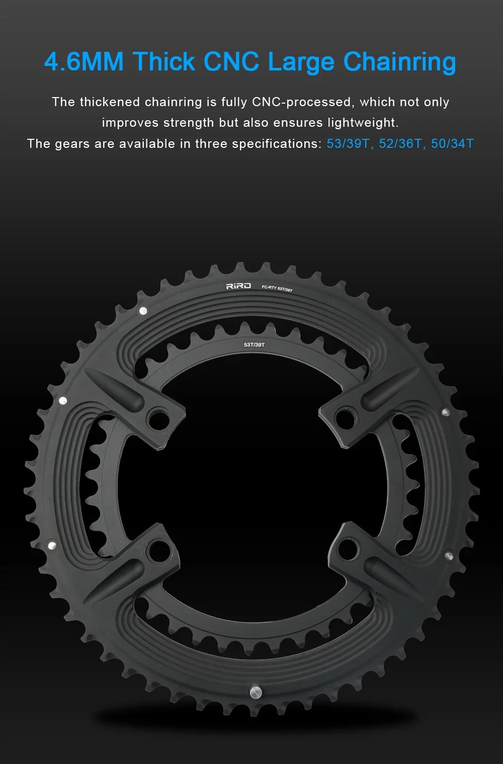 Road Bike 4 Bolt 110BCD Chainring 50-34T 52-36T 53-39T Crankset Round Chainwheel