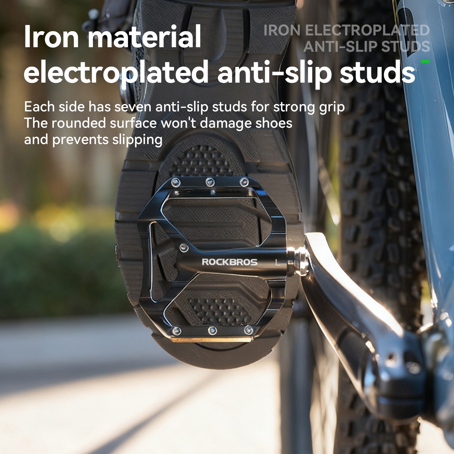 ROCKBROS Bike Pedals with Reflectors Non-Slip Aluminum Alloy Bicycle Pedals9/16″