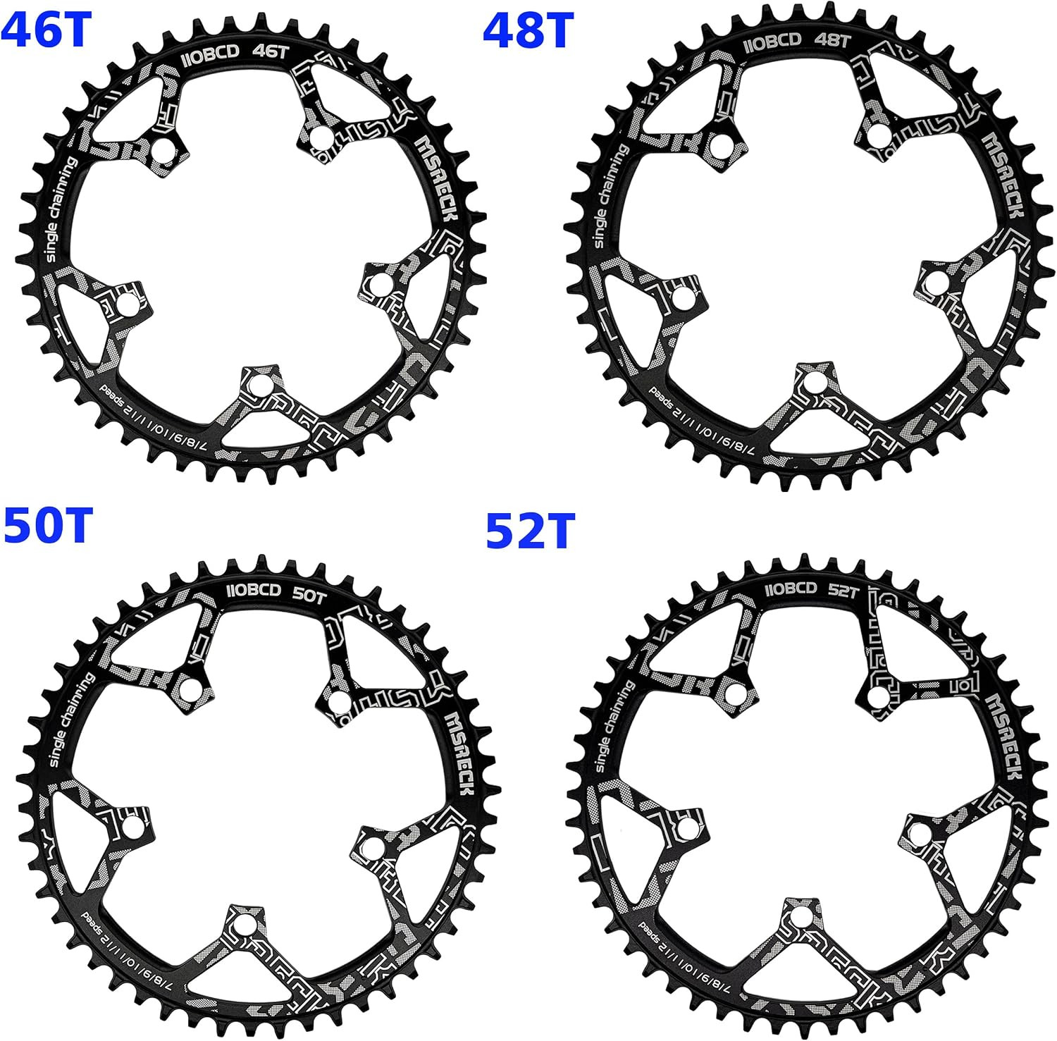 110 BCD Narrow Wide Chainring 36T 38T 40T 42T 44T 46T 48T 50T 52T for 7 to 12 Sp