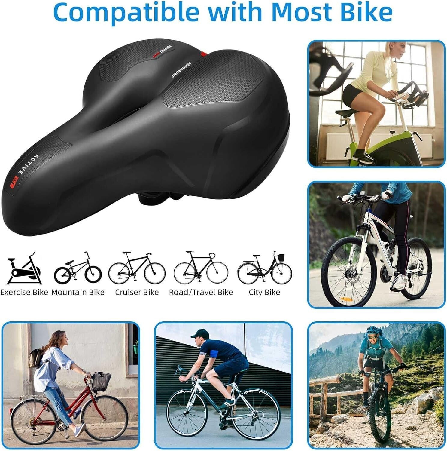 New Bicycle Saddle bike Comfort Wide Soft Bike Seat Sporty Air Cushion US 】