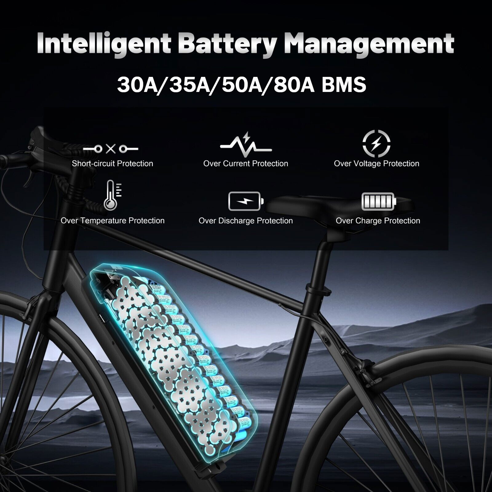 Ebike Battery 52V 48V 20Ah 25Ah 17Ah 100W-2400W Electric Bike Lithium Battery