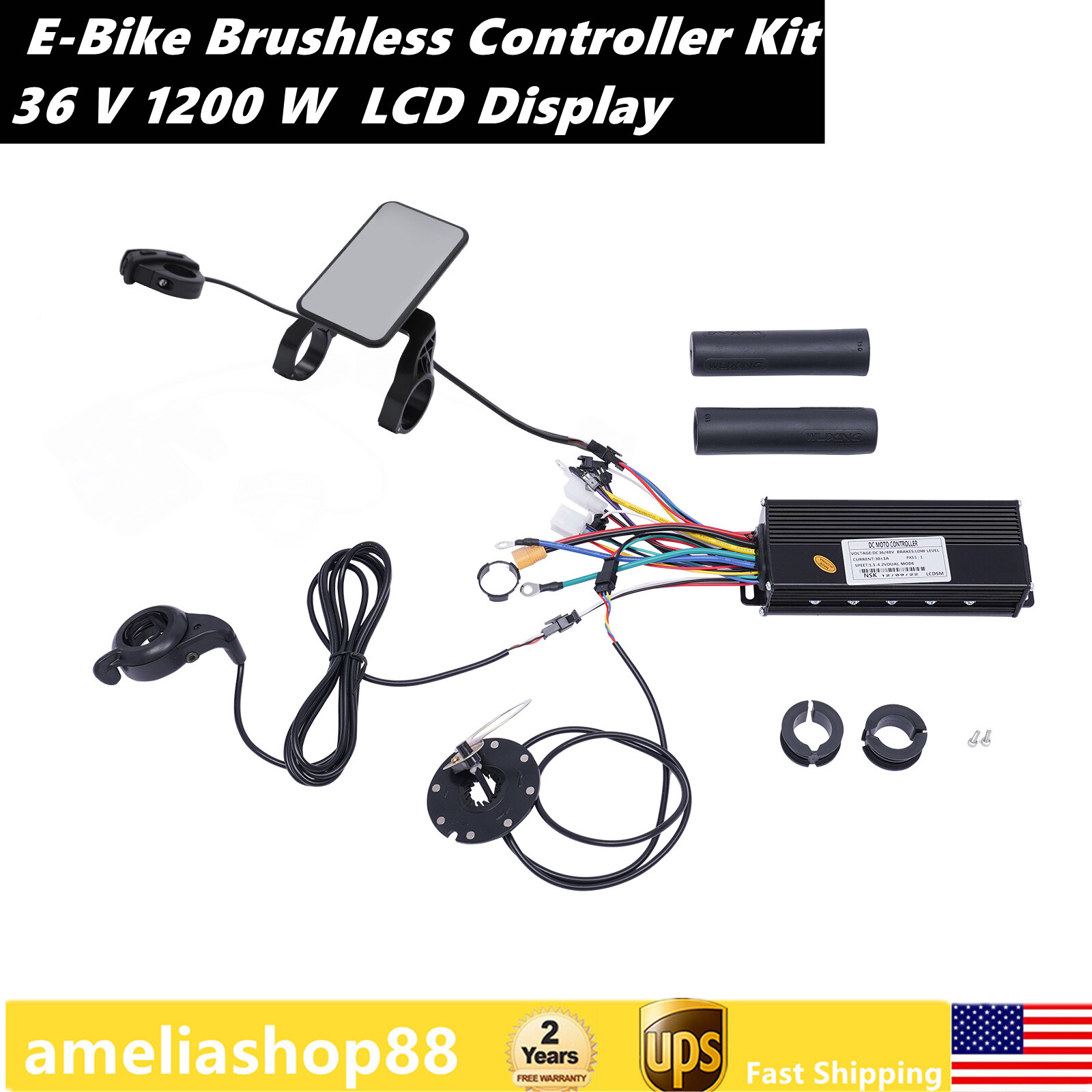 36V 1200W E-Bike Electric Bicycle Scooter Brushless Controller Kit LCD Display