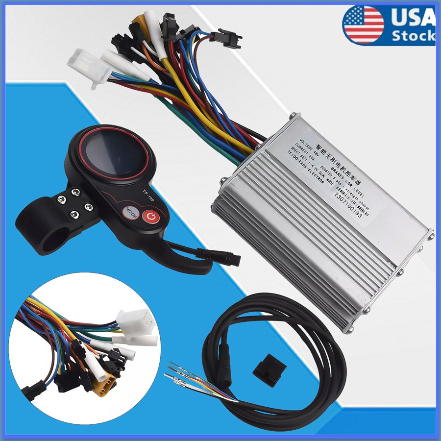 48V-25A 1200W Brushless Motor Controller + LCD Display + 6 Pin Cable For Scooter