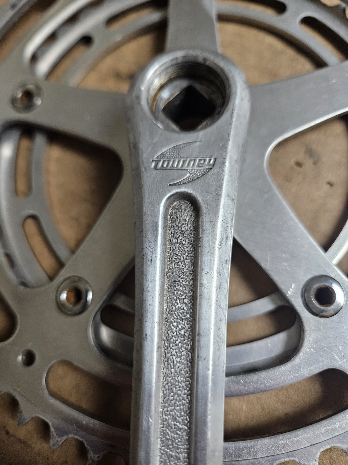 1980 Takagi Tourney Crankset, double 52/40T, 170mm, 130 BCD, square taper, used