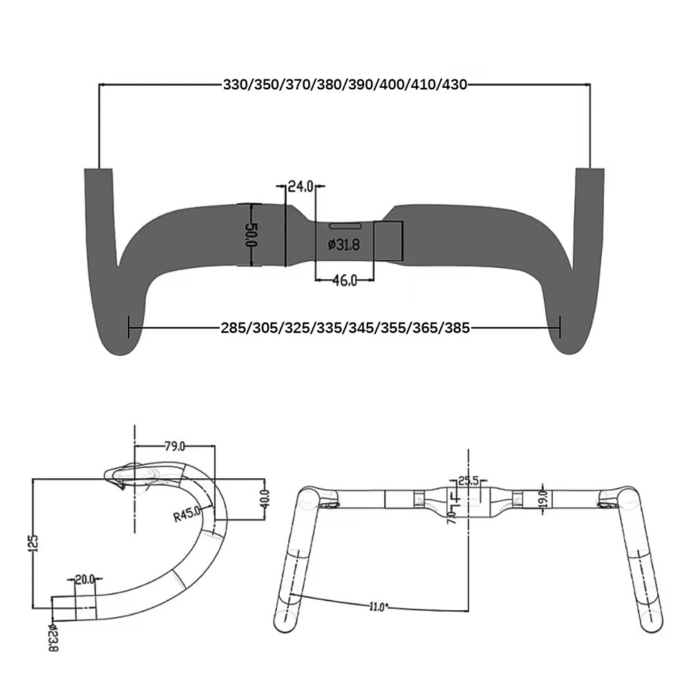 Ultralight Full Carbon Road Bike Handlebar Racing Gravel Bicycle Drop Bar 31.8mm