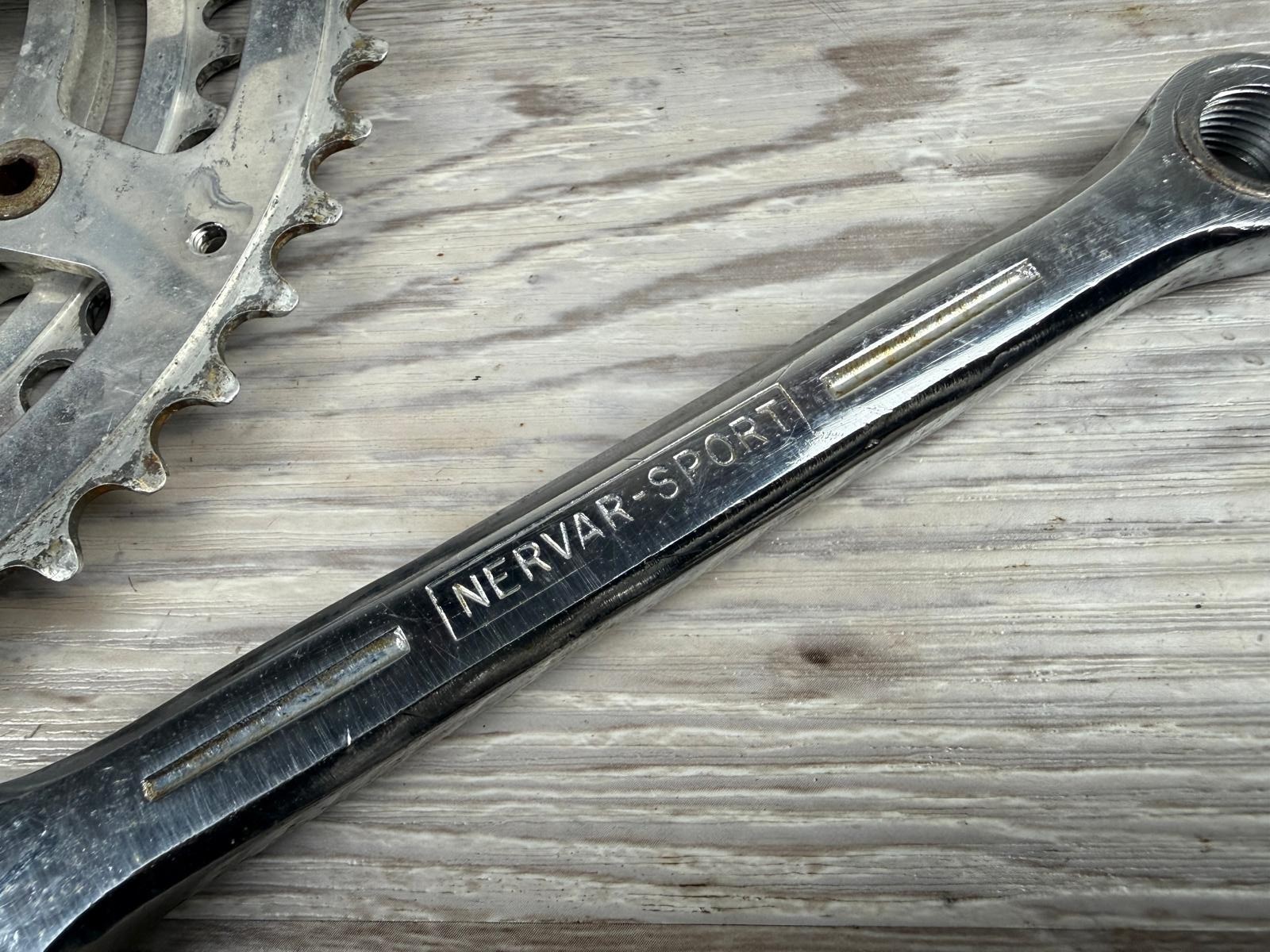 Vintage Nervar Sport Steel Square Taper Chrome Crankset 170mm 52/40T France