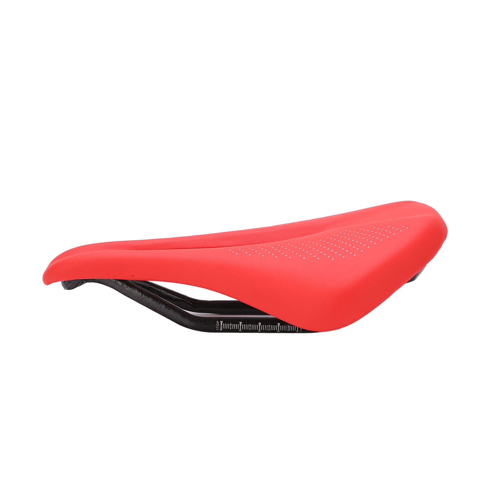(Red)155mm Widen Carbon Fiber Leather Saddle Cushion Hollow Cycling