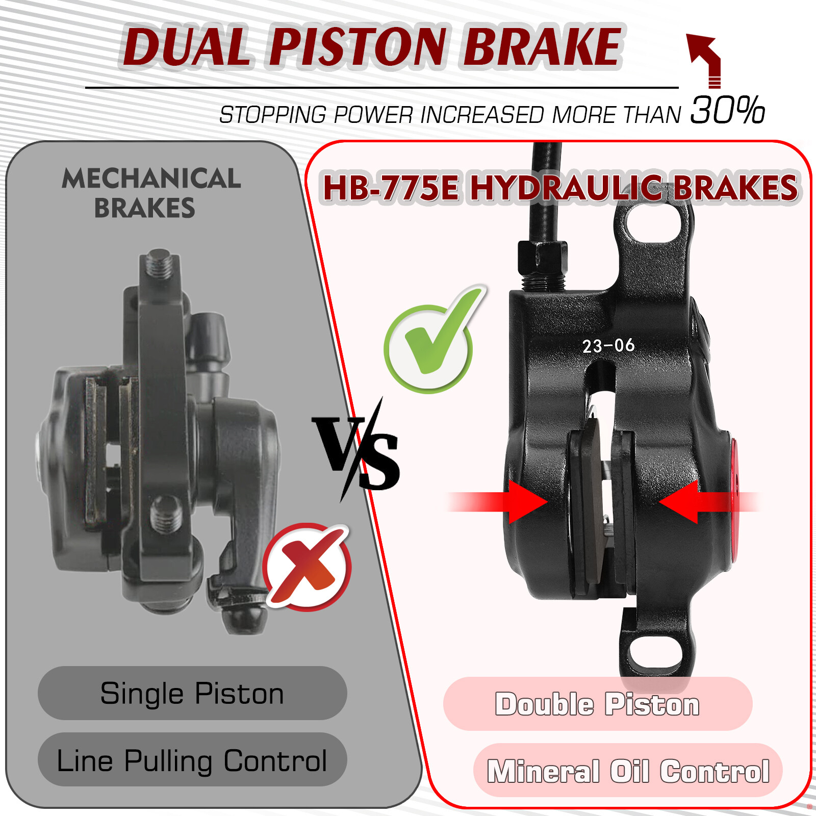 ZOOM HB-775E 2-Pistons Hydraulic Disc Brake MTB Power Off Front&Rear 1110&1850mm